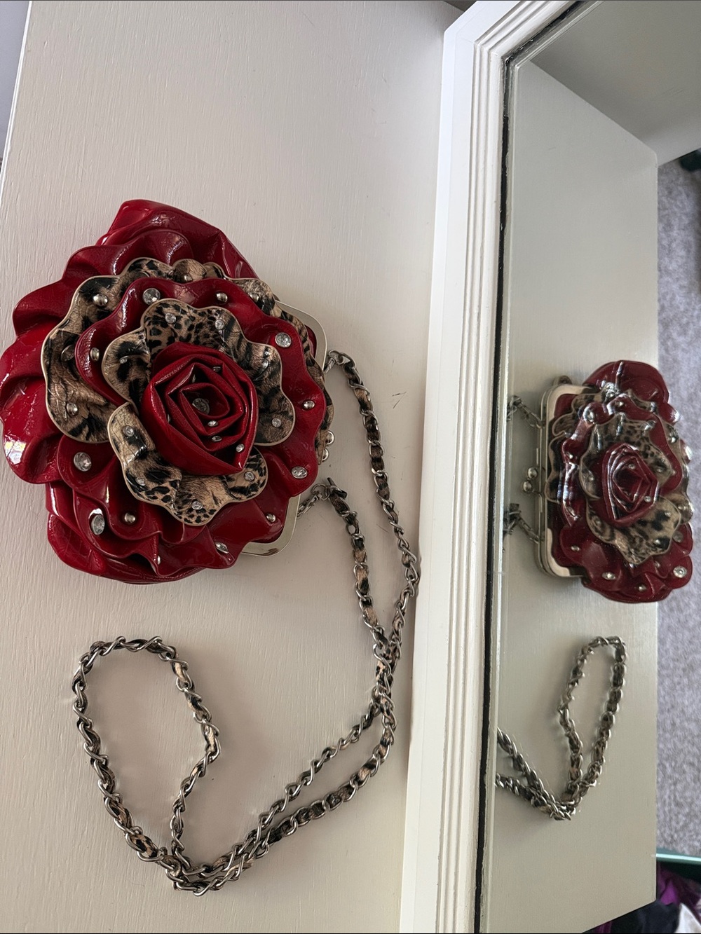 Red Floral bag with chain
